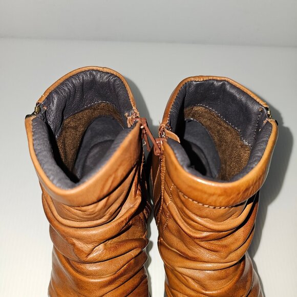 Miz Mooz Pleasant Ankle Bootie Womens EU 38 Slouch Brown Leather Comfort Zip NEW - Picture 9 of 14